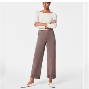 SPANX Stretch Twill Wide Leg Pants - XS Tall -Smoke